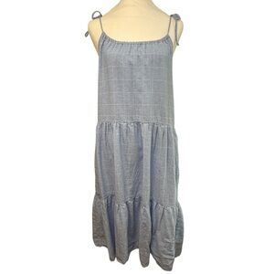 Gibson Look Tiered Midi Dress Linen Blend Small Peasant Cottagecore